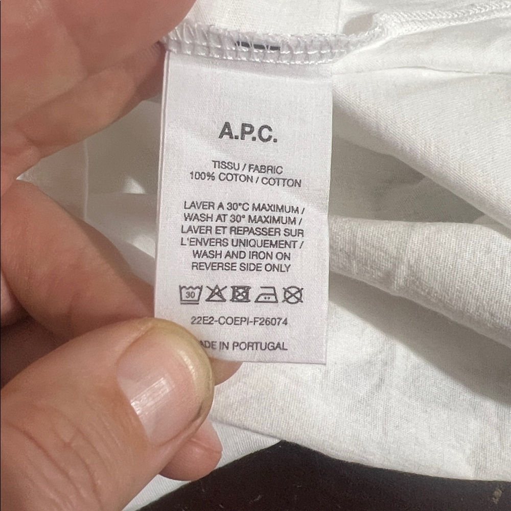 A.P.C. Oversized Boxy Fit Boatneck Cap Sleeve Tee in White, Women’s size Large - Picture 9 of 12